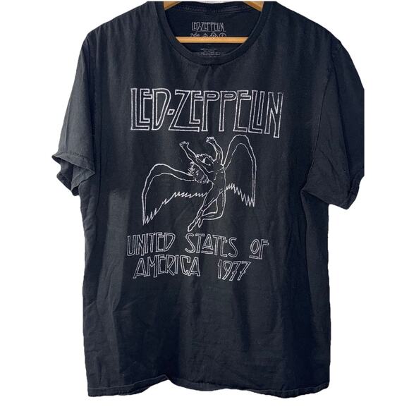 Led Zeppelin Graphic Tee size large United States Of America 1977 - Black - Picture 1 of 3